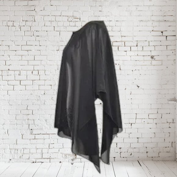 R & M Richards Beaded Chiffon Cape Black - Picture 3 of 8